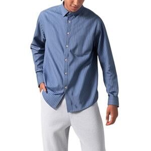 Valentino Uomo Blue Pinstripe Cotton Button Down Shirt Mens 15.5 34 35